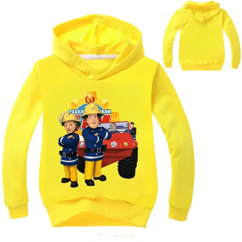 2-16Y Baby Firefighter Fireman Sam Hoodie Kids Fashion Hoodies and Sweatshirts Toddler Boys Brandweerman Sam Clothes Girl Blouse