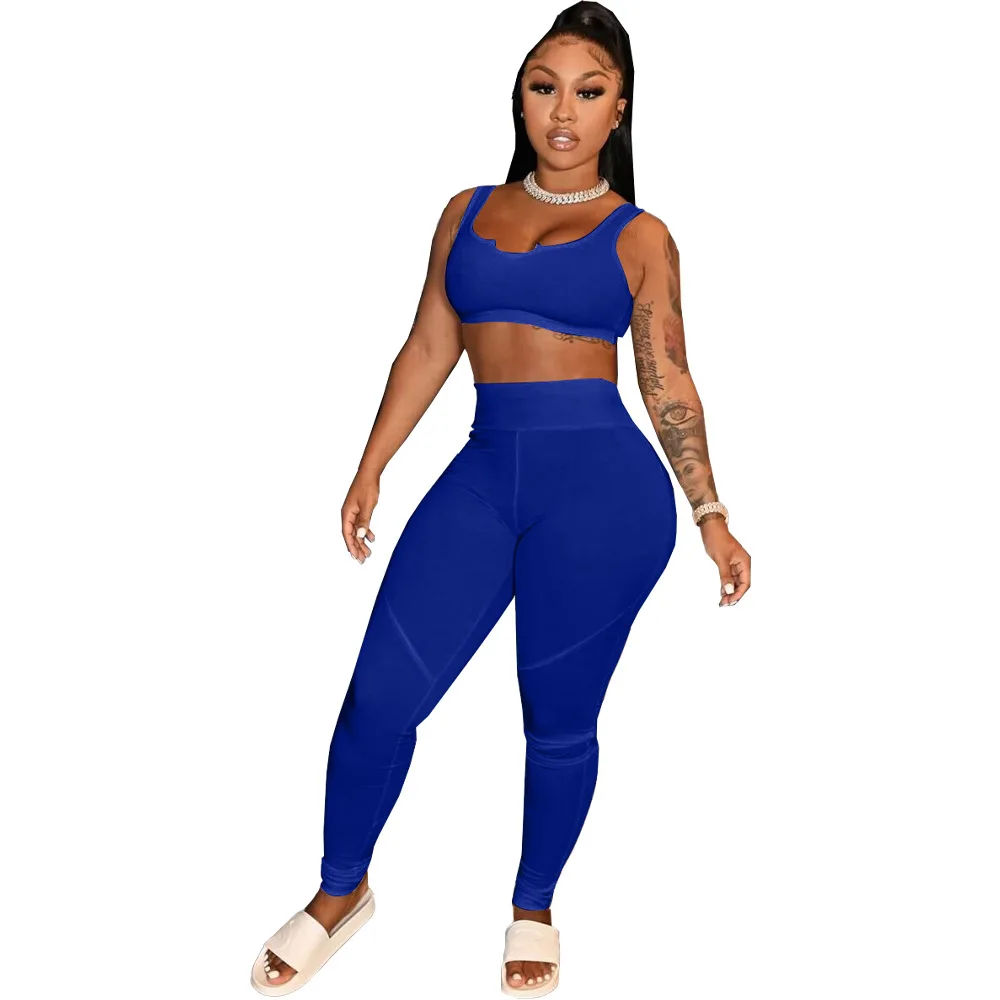 Vest Crop Top Tank Pants Suits for Joggers Woman Set 2 Piece Sets Womens Outfits Long Pants Gym Clothes Track Suits Fitness Sets