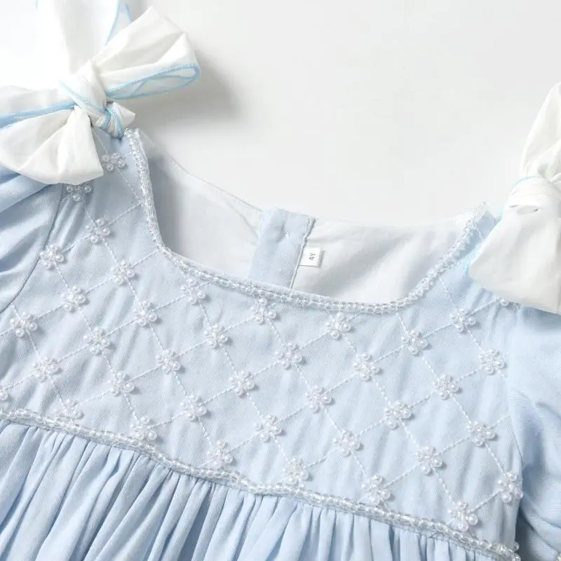 Clibeso 2024 Baby Girl Baptism Dresses Kids Spanish Lace Bow Dress Children Luxury Birthday Clothing Girls Boutique Clothes