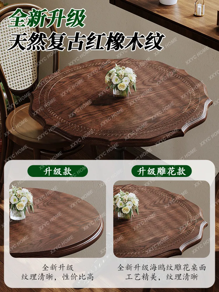 Tables and chairs commercial milk tea dessert baking shop solid wood dining table clock in shop retro style dining chair