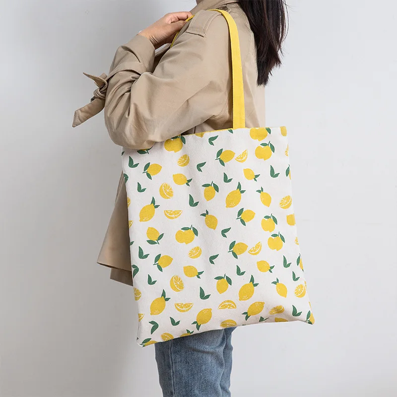 Cotton Shopper Fabric Double-sided Dual-use Hand Bag Cotton and Linen Pocket Handbag Shopping Bag Storage Bag Grocery Bag