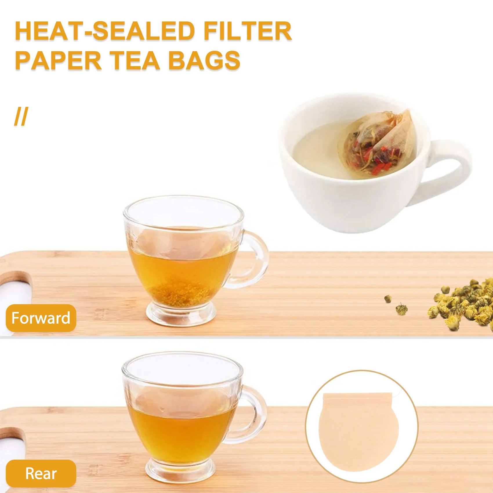AB46-Tea Bags, 300Pcs Disposable Empty Tea Bags Tea Infuser Drawstring Teabags Safe Natural Material Tea Bags For Loose Leaf Her
