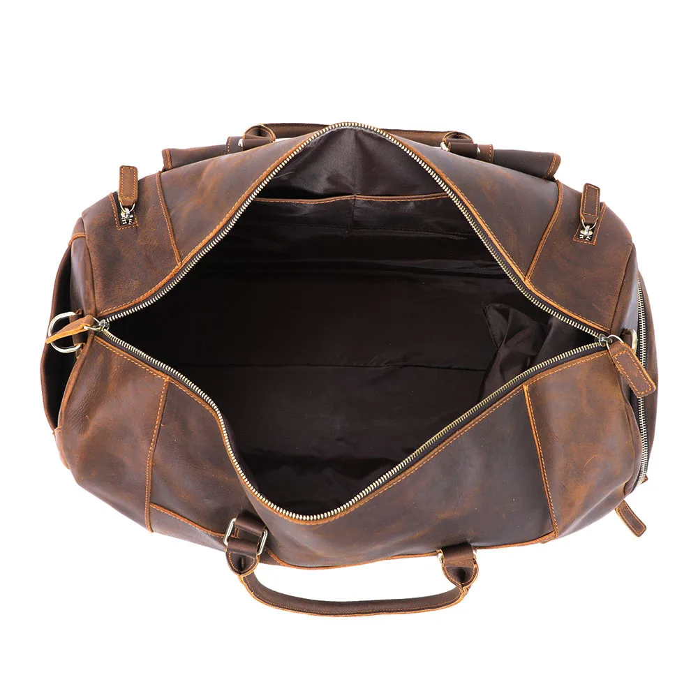 S.WORKER Luxuriöse Reisetasche aus Vollnarbigem Rindsleder im Vintage-Stil, Große Handgepäcktasche – Detail 24
