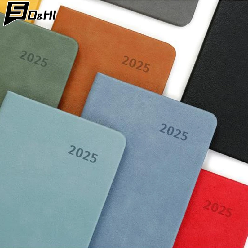 2025 A6 Leather Agenda Monthly Planner Notebooks Portable Diary Notepad Journal Notebook Office Accessories Mini Pocket Notepad