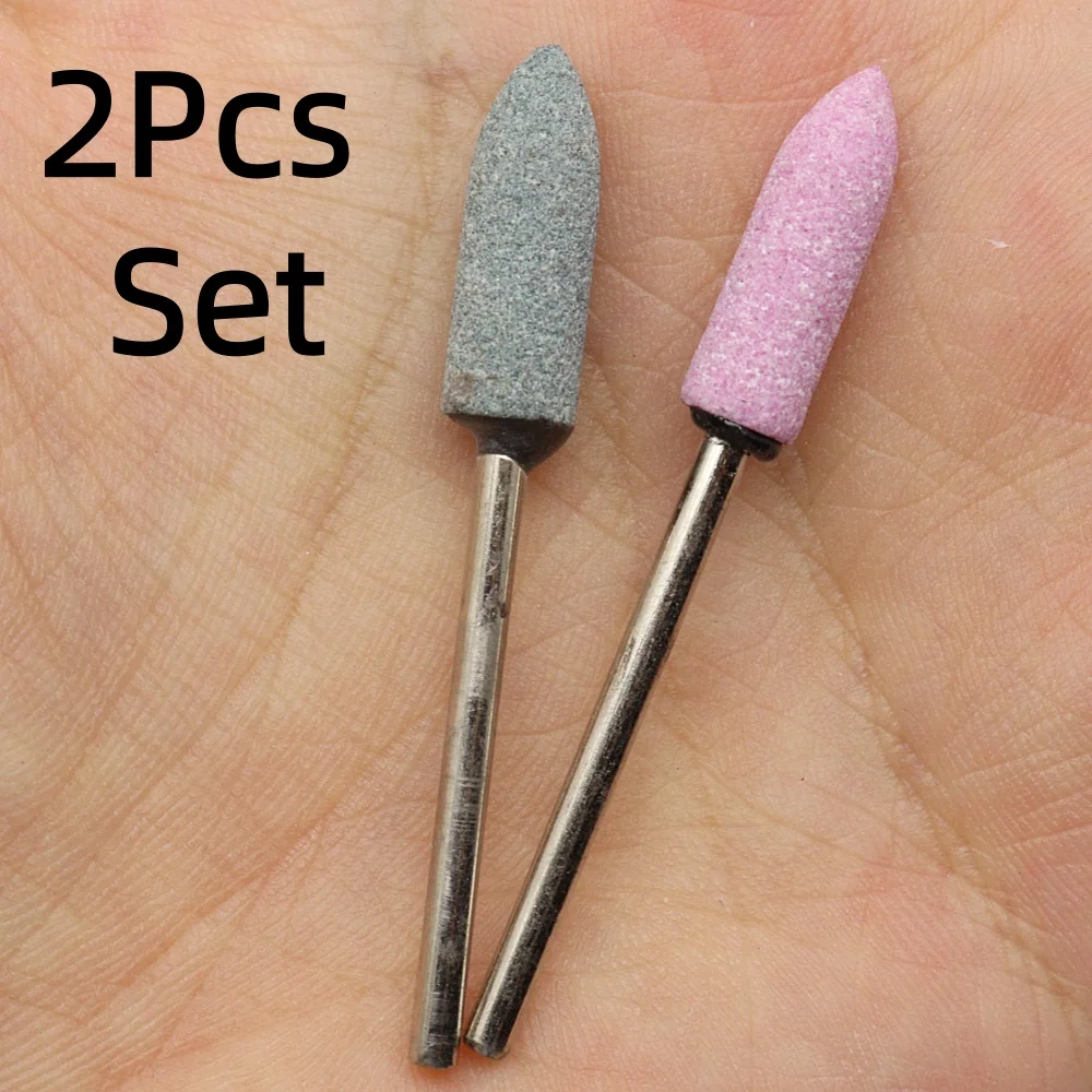 2Pcs V Shape Quartz Nail Drill Bit Set 3/32 Inch Shank for Gel Acrylic Nail Polishing & Smoothing Manicure Tool