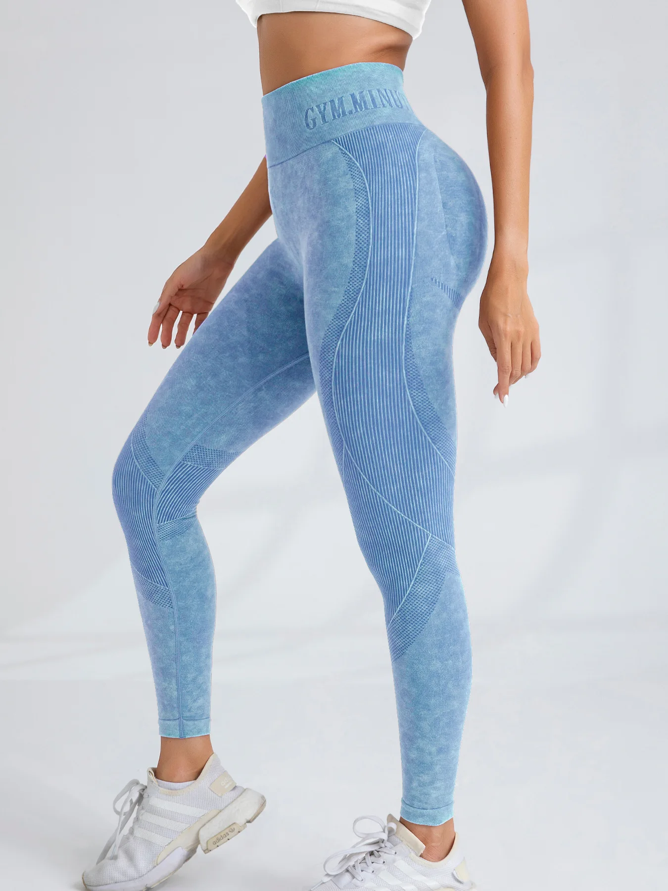 Para pantalones de Yoga de cintura alta sin costuras, lavado de arena para mujer, secado rápido, ajustados a la cadera, deportes, Fitness