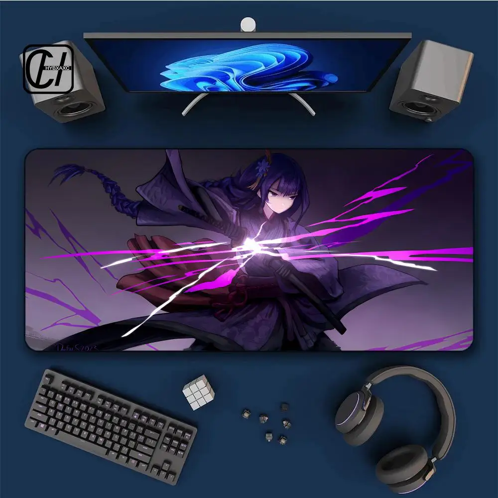 

Новый красивый коврик для мыши Raiden Shogun, игровые аксессуары HYBXXC, коврик для ПК Genshin Impact, коврик для ноутбука, кавайный коврик для клавиатуры с изображением аниме-девушки