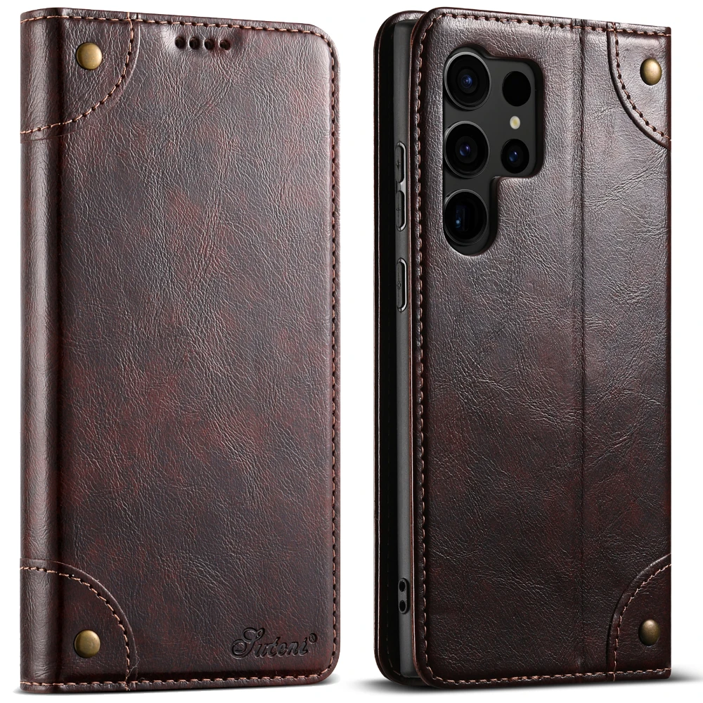 Skórzane etui z klapką na telefon Samsung Galaxy S26 S23 S24 S25 Ultra S22 Plus Note 20 z magnetycznym uchwytem na karty LS055 — zdjęcie produktu 6