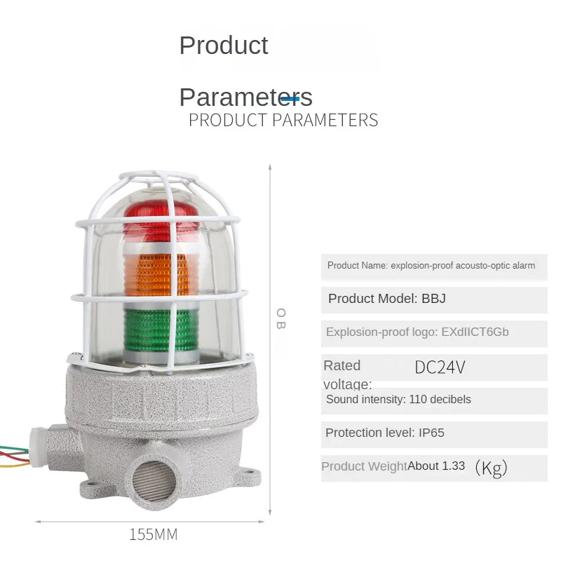 Imagem -04 - Prova Dágua à Prova de Explosão Cores Luz de Advertência Indicadora Lâmpada de Alarme de Campainha Durável para Máquinas Industriais Cnc 24v 220v Ip65 à