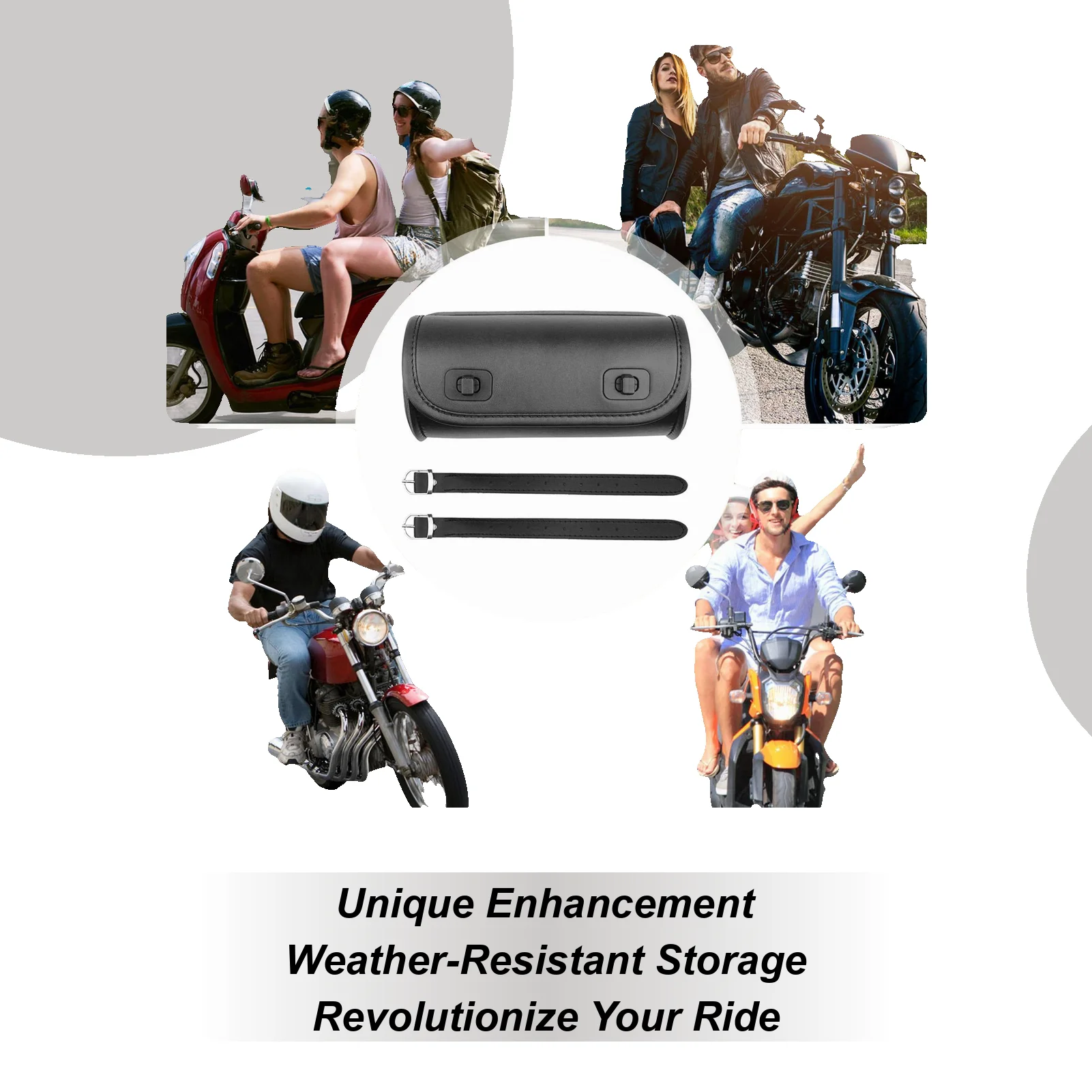 

Motorcycle Front Fork Tool Bag Waterproof PU Leather Saddlebag Universal Handlebar Roll Bag Storage Pouch Fit For mostMotorcycle