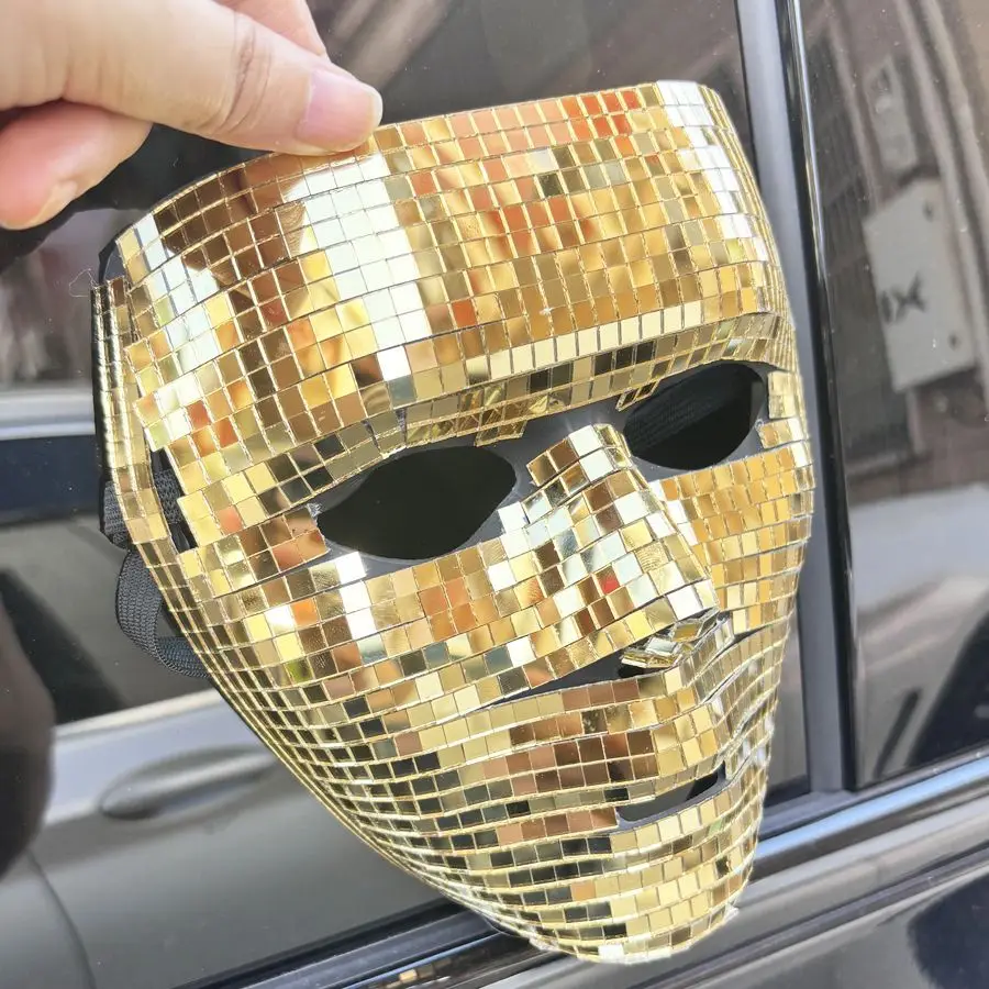 انفجارات ديسكو قناع عاكس حفلة الهالوين C قطعة أثرية مرآة كاملة الوجه مغطاة بتأثير فسيفساء رائع هدية حفلة عيد الميلاد #5