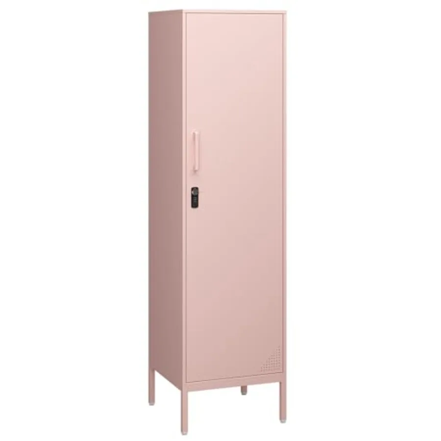 

Металлический шкаф-локер 59H розового цвета с запирающейся дверцей и 2 полками для хранения вещей сотрудников, для спальни, домашнего офиса, гаража, бани