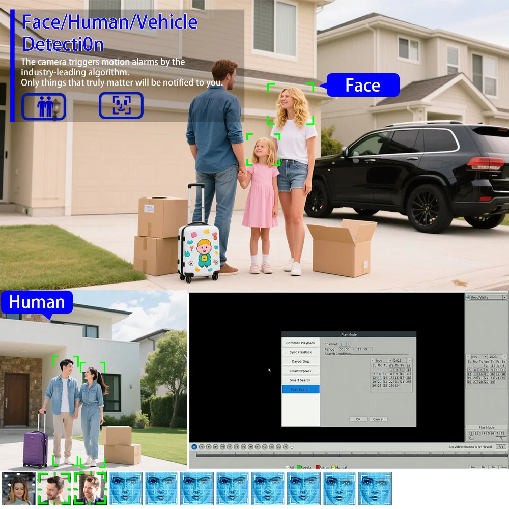 8CH/4CH Wireless WiFi NVR with 3MP/5MP Support ICsee Enabled Security Recorder for Face Human Detection Surveillance