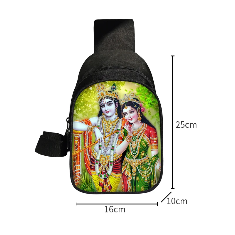 Beautiful Radha Krishna Chest Bag Indian Gods Vishnu Brahma and Shiva Crossbody Bags for Travel Shoulder Bag Purses Phone Holder