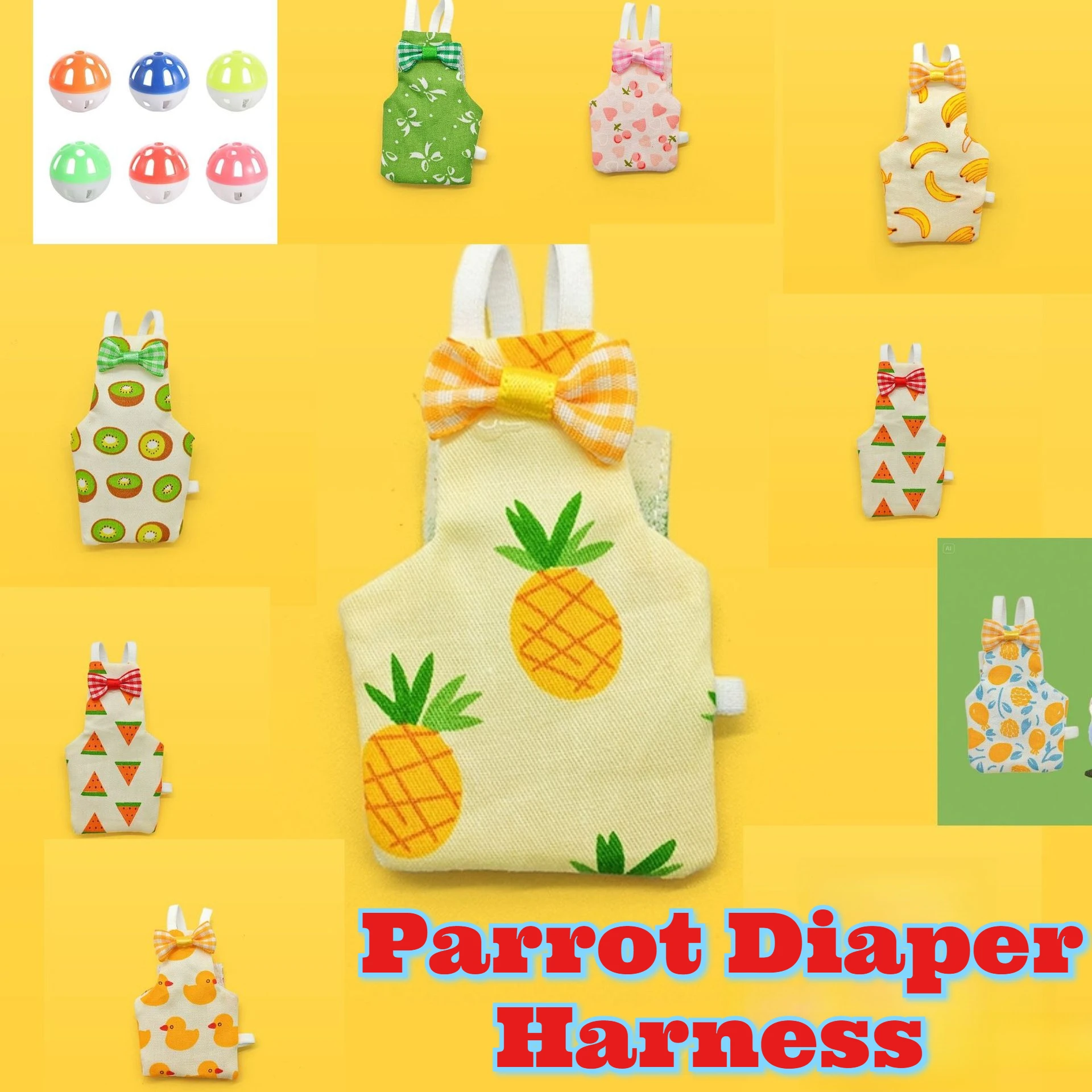 

Reusable Parrot Diaper Harness Adjustable Bird Poop Guard Protective Vest Budgies Cockatiels Lovebirds Parakeets Waste Washable