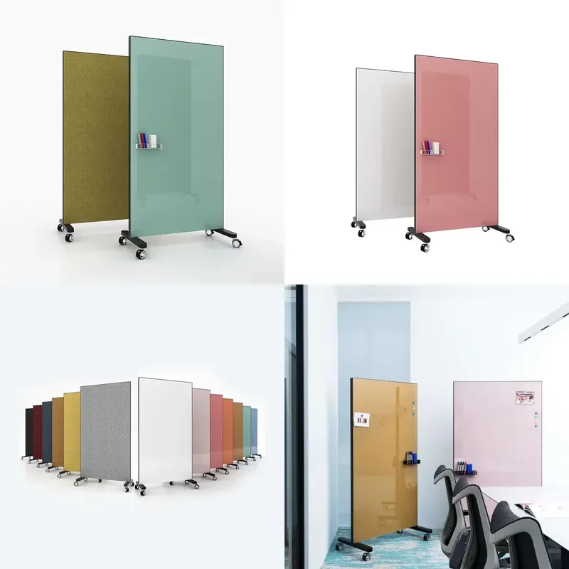 

【CHIMU HOME】 Double Side Mobile Glass Whiteboard for Office Writing Work Privacy Screen Divider Partition Wall Movable