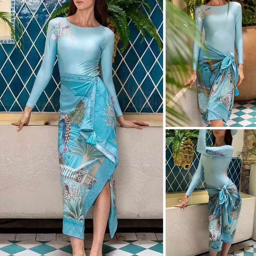 Traje de baño vintage manga larga mujer protección solar pesca - imagen 4