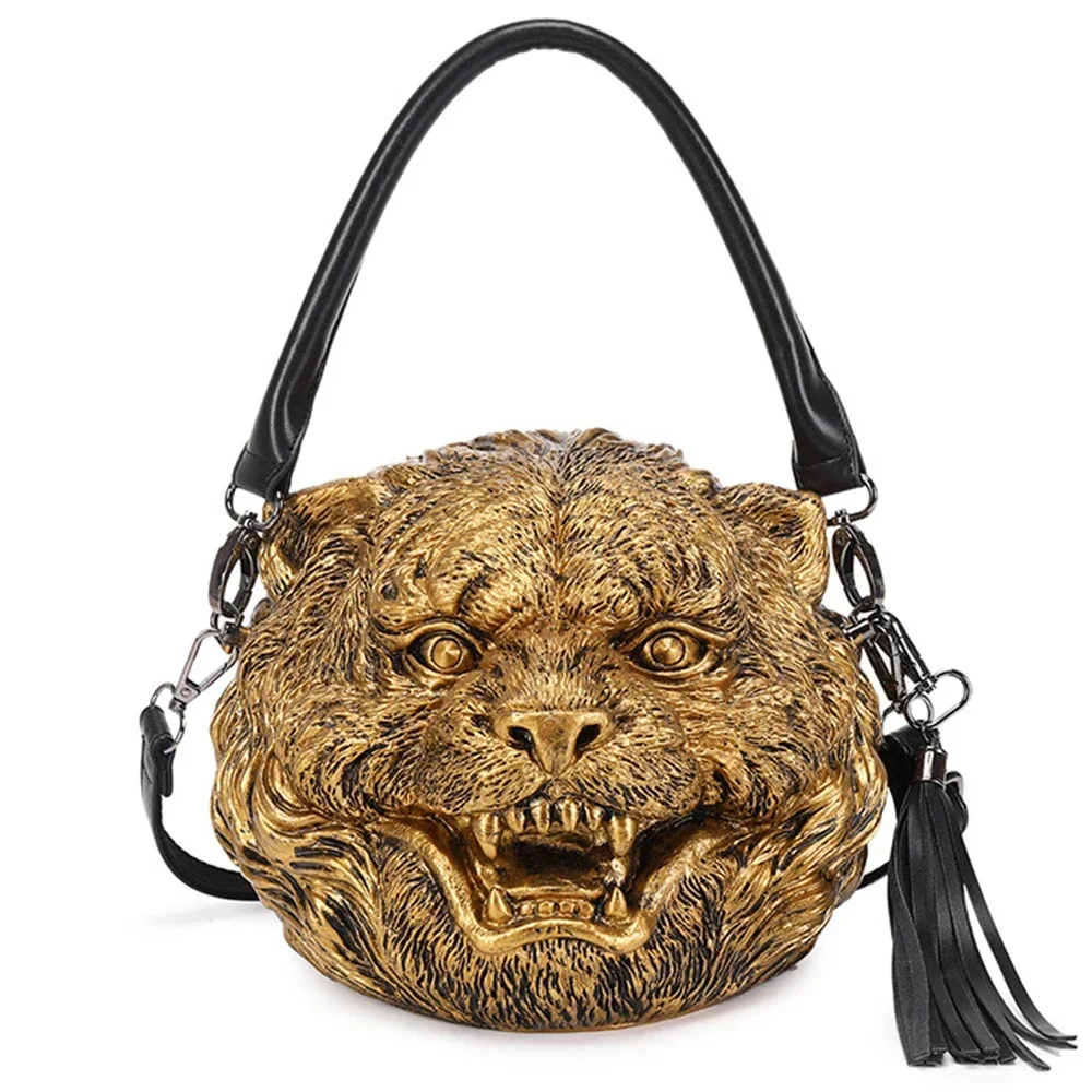 

3D Tiger Head Purses and Handbags for Women Designer Crossbody Shoulder Bag Skull Shape Bags Top Handle Bags Purse Funny Package