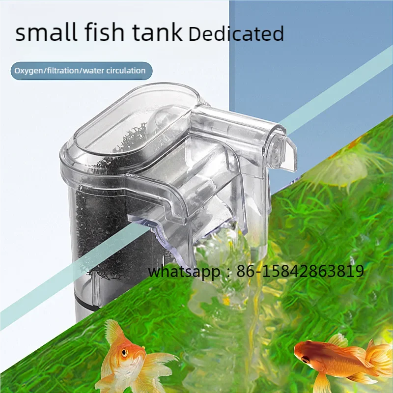 Small Wall Mounted Aquarium Water Filter External Hang On Back Adjustable Oxygen Pump Waterfall Filtration System For Fish Tank