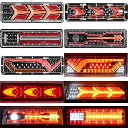 2Pcs 12V/24V Car Trailer Trucks Tail Lights Car LED Rear Tail Light Running Turn Signal Rear Lamps Lorry Bus Taillight Parts
