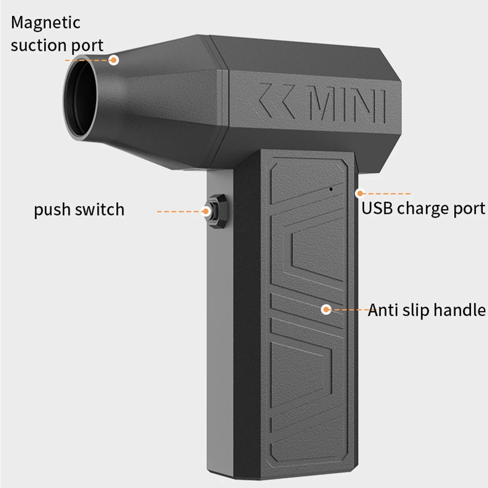 Handheld Wireless Mini Portable Powerful Fan Blower - USB Rechargeable Desktop Dust Cleaner for Home Office Car Cooling