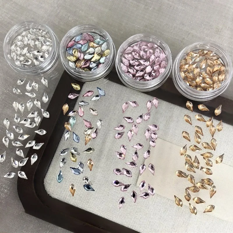 Shiny Flat Bottom Petal Rhinestone K9 Crystal Glitter Powder Sequin Charms Nail Art Accessories Pearl Decorations Manicure Tools