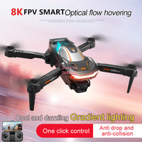 8K Aerial Photography Optical Flow Positioning FPV RC Drone 4CH Colorful Lighting Image Follow Remote Control Quadcopter Kis Toy