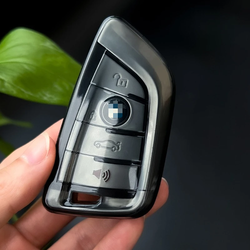 TPU Transparent Car Key Cover for BMW - Compatible with 1/3/5/X Series, I Models | Black & White Color | Protective Key Fob Case