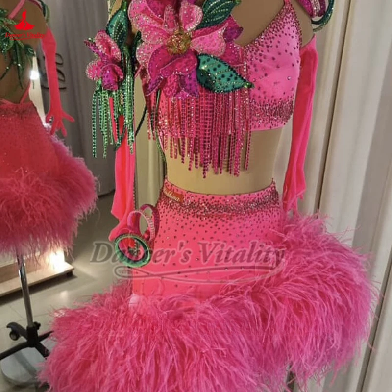 성인과 어린이 무대 공연 라틴 댄스 드레스 블랙풀 댄스 축제 전문 경쟁 의류 사용자 정의