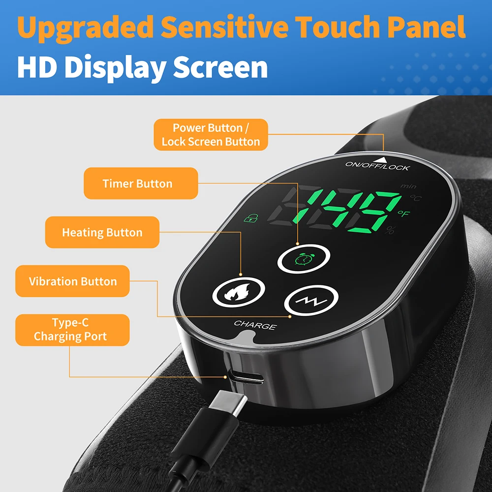 Elbow Wrap Cordless Heated with 5 Heat Levels Cordless Heated Elbow Wrap 3 Vibration Gears 3 Timers 3000mAh for Daily Elbow Care view 4