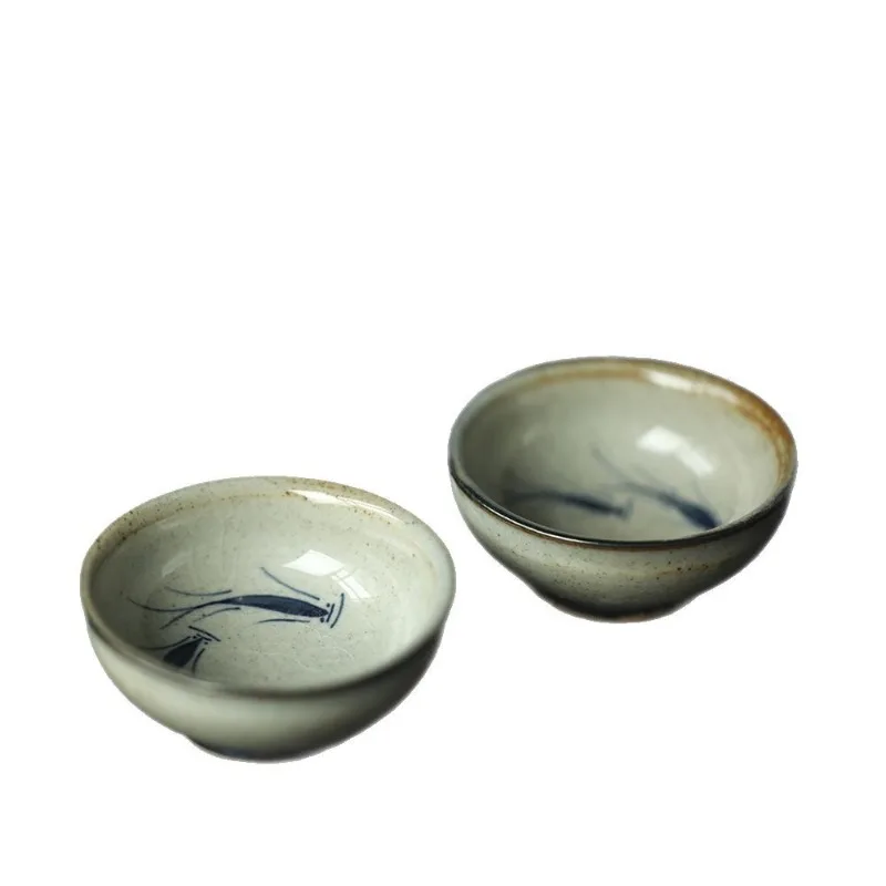 

Jingdezhen blue and white hand-painted tea set, thin tire fish Letu Pu'er cup, tea cup, ceramic cup, Pu'er tea cup