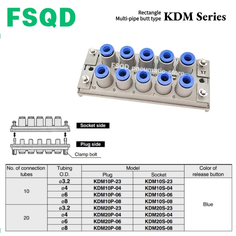 KDM20-06 Rectangular Multi ConnectorSpecifications: KDM Series  Pneumatic component tools