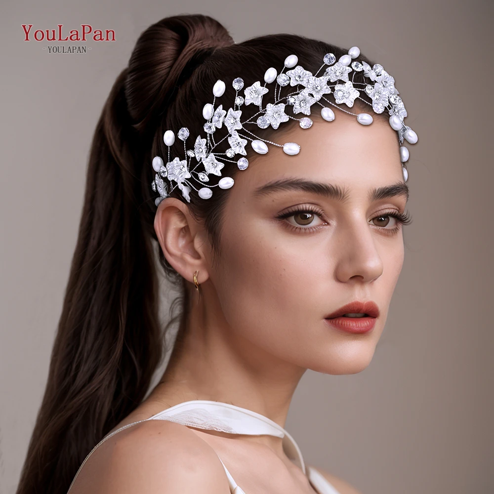 YouLaPan Pearl Bride Hair Band Crystal Wedding Hair Accessories Women Flower Headpieces Bridesmaid Gift Tiara Headdress HP791