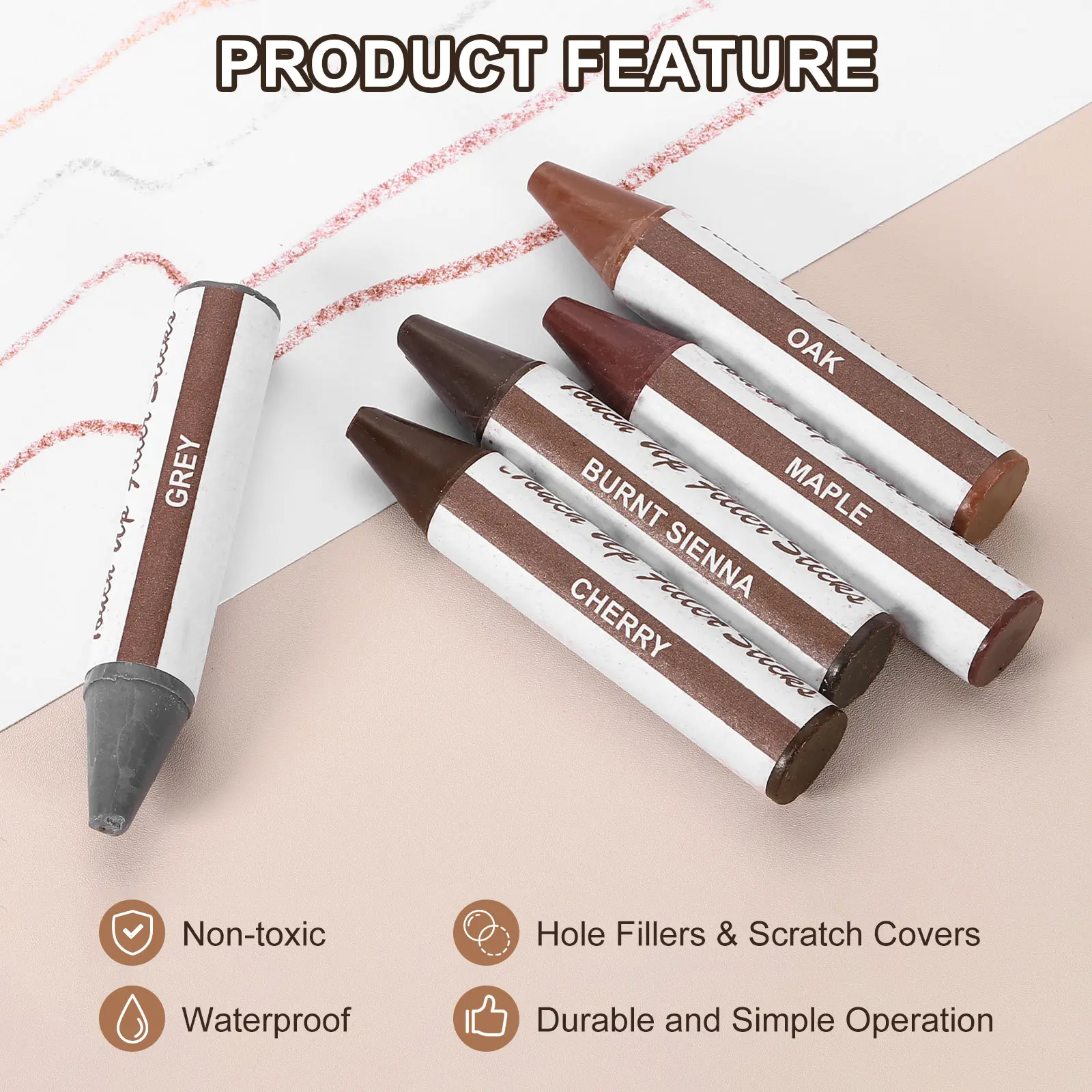 3-10Pcs Wood Filler Wax Sticks Furniture Crayons Wood Touch Up Pen Markers for Scratches Hole Crack Wooden Desk Repair Cover Ups