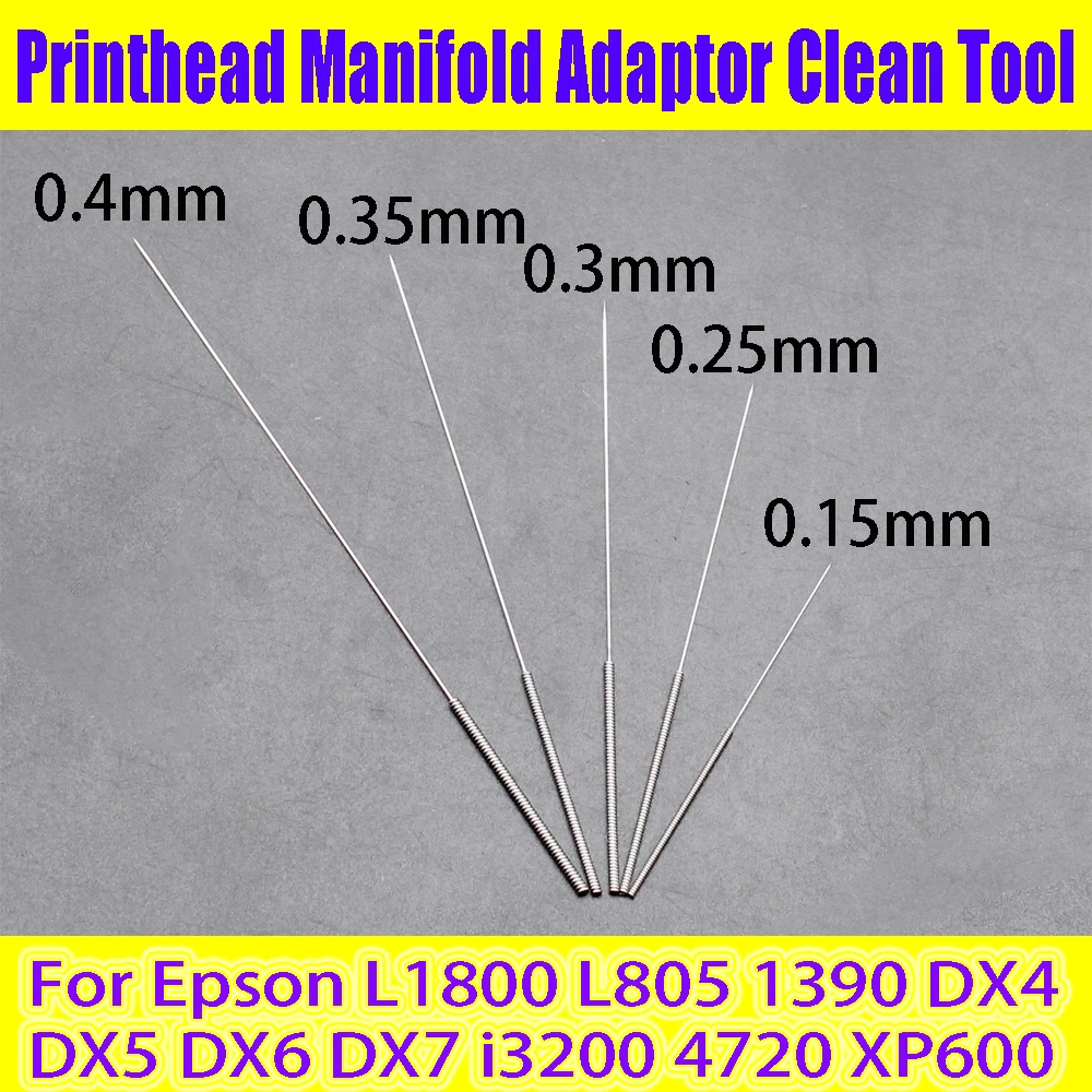 Printhead Manifold Adaptor Clean Tool Thin Needle Pack For Epson L1800 L805 1390 DX4 DX5 DX6 DX7 i3200 4720 DTF UV Solvent Ink