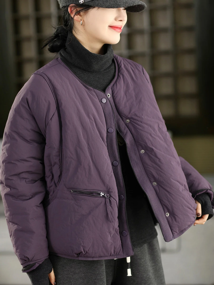 

Женское зимнее пальто из утепленного хлопка Thiened, ретро-стиль, теплая круглая горловина, длинный рукав, на одной пуговице