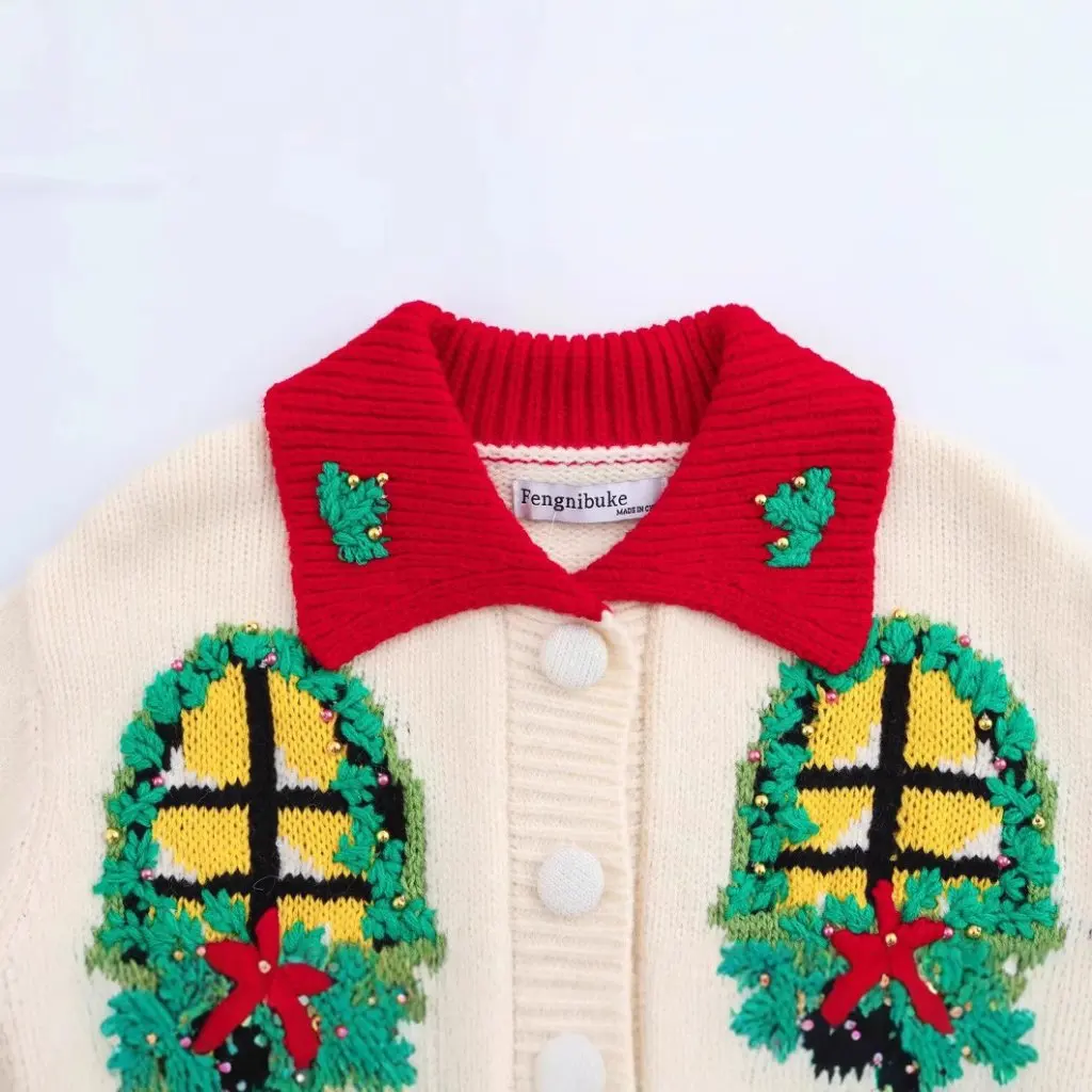 

European And American Fashion Knitted Cardigan Coat Women's Long Sleeve Window Pattern Spring Autumn New Style K16172