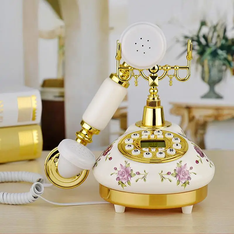 Retro Innovative High Ceramic European Telephone American Style Telephone Landline End Rose Desktop Phone For Home Office Hotel