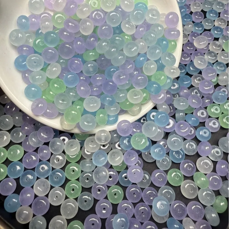 100pcs Jade Colorful Abacus Beads DIY Earrings Bracelet Charm Jadeite Jewellery Fashion Accessories Amulet Gifts for Women Men
