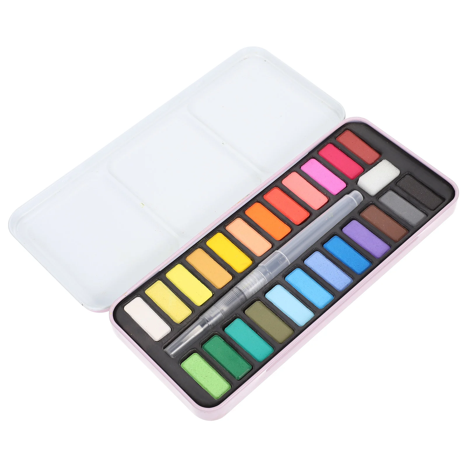 

24 pcs Watercolor Paint Set Bright Pigments Quick Dry Portable Travel Sketching Indoor Painting Sponge Brushes Lightweight