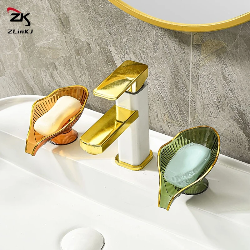 Leaf Shape Drain Plate Tray Creative Soap Holder Soap Box Bathroom Gadgets Non-slip Laundry Soap Dish Storage Soap Case 