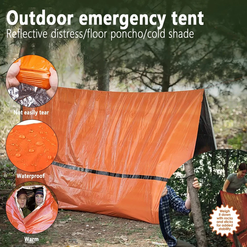 Outdoor SOS Thermal Blanket Reusable Waterproof Emergency Tent Shelter Survival Tent Kit Mylar Tube Tent Sleeping Bag Cold Tents