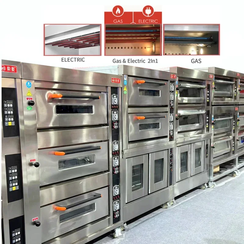 Commercial professional small gaz gas and Electric baking bread single Double deck baker pastry oven bakery equipment with steam