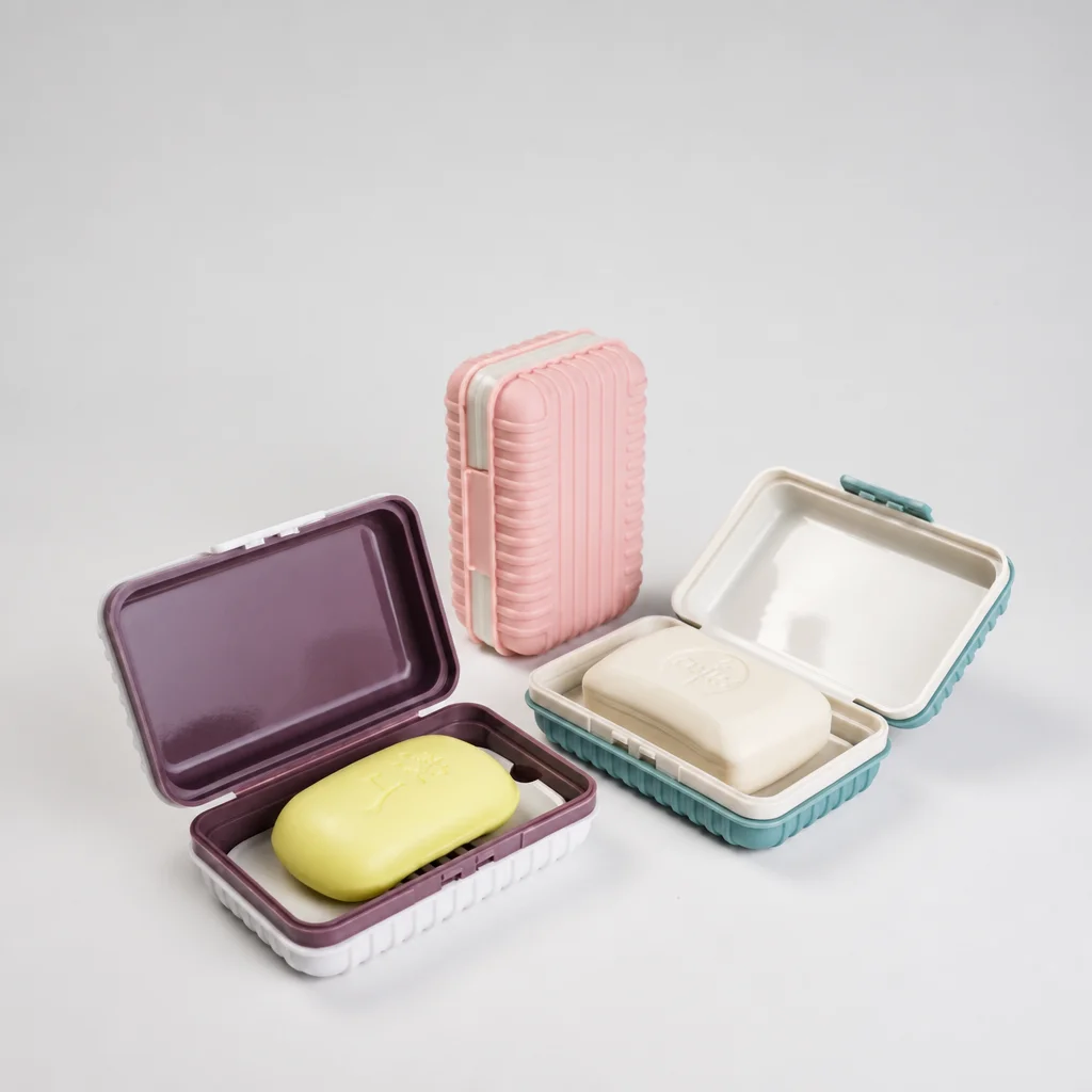 Square Soap Box with Lid, Essential Household Drainable Soap Box