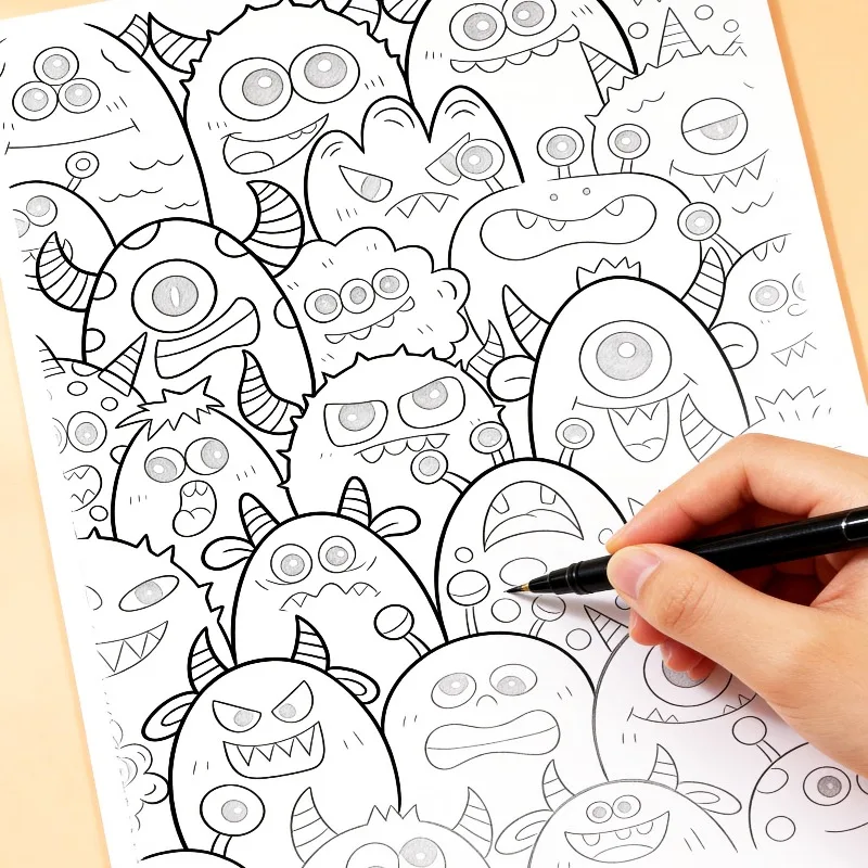 A Copy and Coloring Graffiti Art Book Include 55 Randomly Different Pattern and Sheets of Stress Relieving Sketch Drawing Paper