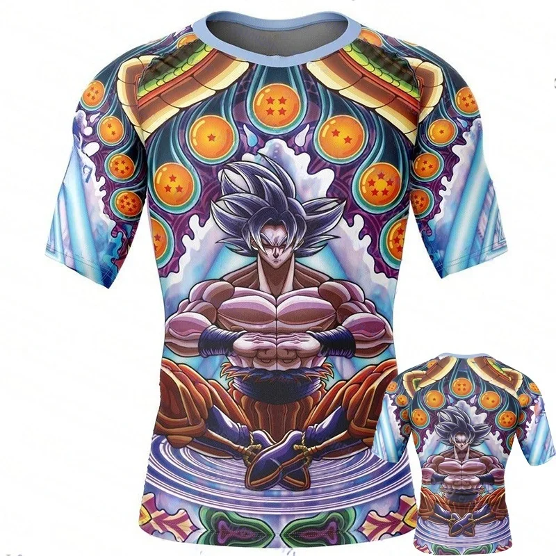 2026 Sommer Dragon Ball Retro Fitness T-Shirt Herren Oversize 3D-Druck Kurzarm Familien-Unisex Kinder-Sportshirt