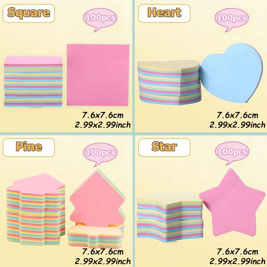 100pcs 7.6cm Sticky Notes Paper Daily To Do Memo Pad Check List Bookmark Marker Flags Planner Office Supplies School Stationery