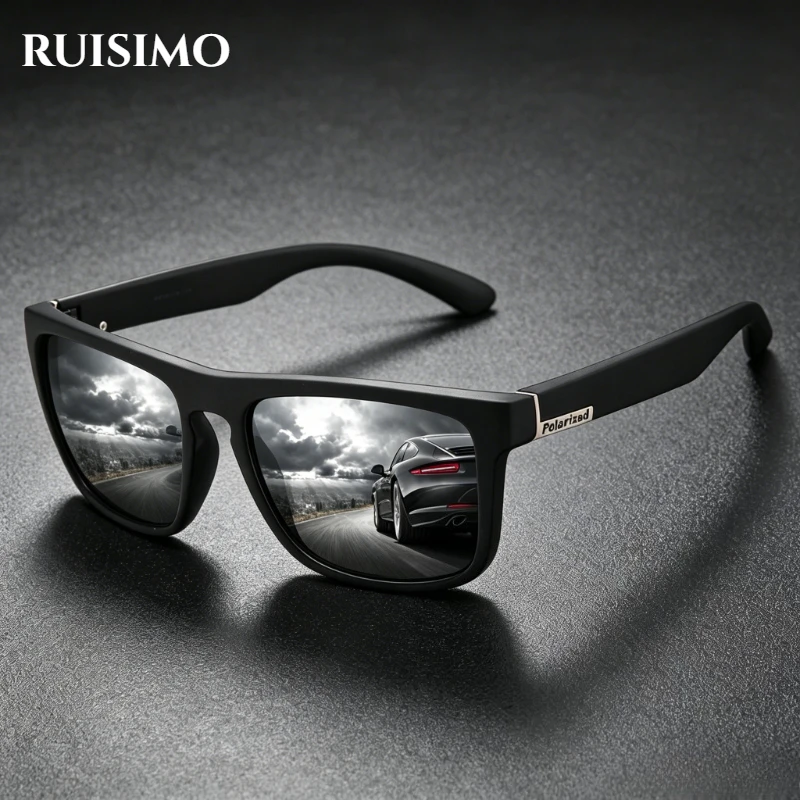 Polarisierte Herren Mode Quadratische Sonnenbrille Vintage Markendesigner Sonnenbrille für Autofahren Angeln Klettern Herrenbrille
