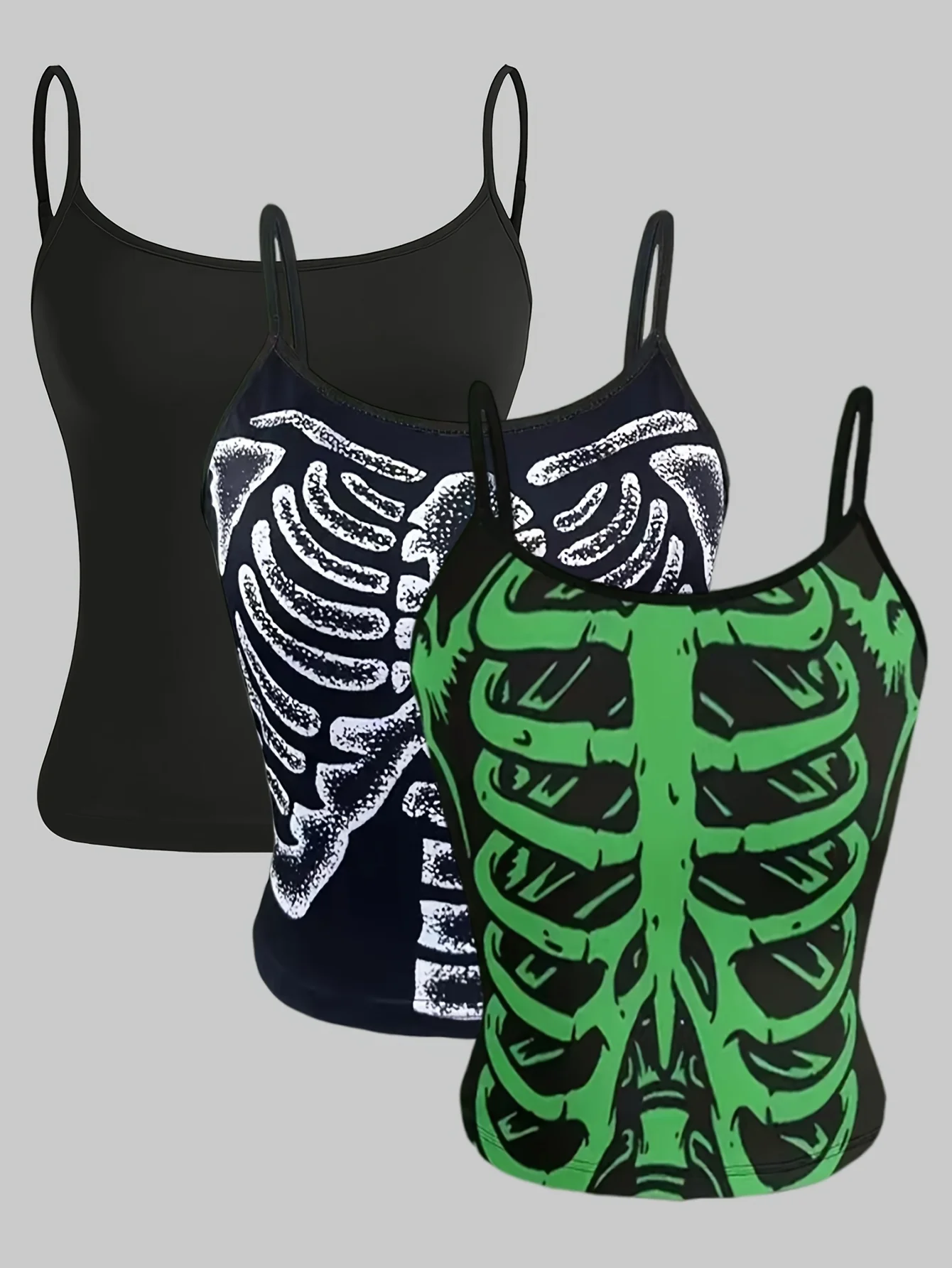 Three-piece women's large-size halter top - printed sleeveless halter top vest