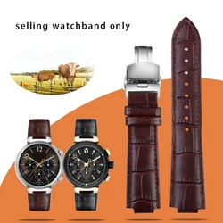 Raised crocodile pattern leather watch strap for LV watch Louis Vuitton Tambour collection men's and women's 21 * 12mm 18*10mm